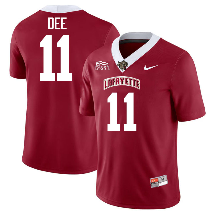 Lafayette Leopards #11 Beckham Dee College Football Jerseys,Uniforms-Red